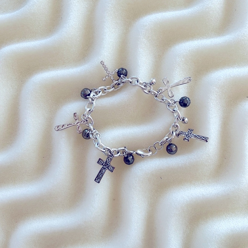 Silver cross bracelet